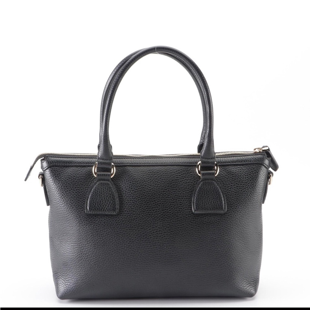 GUCCI Small Zip Tote Bag in Black Grained Leather with Shoulder Strap - Picture 2 of 13